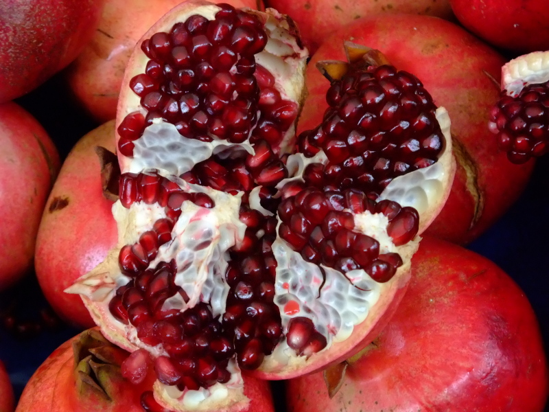 A pomegranate opened up